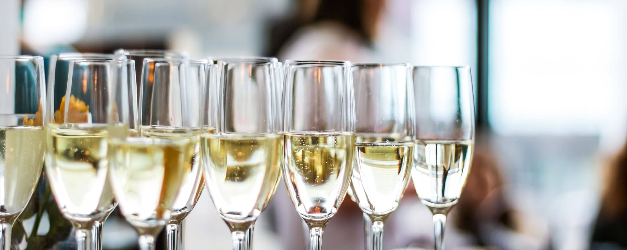Glasses Of Champagne And Sparkling Wine Served On A Tray At Char