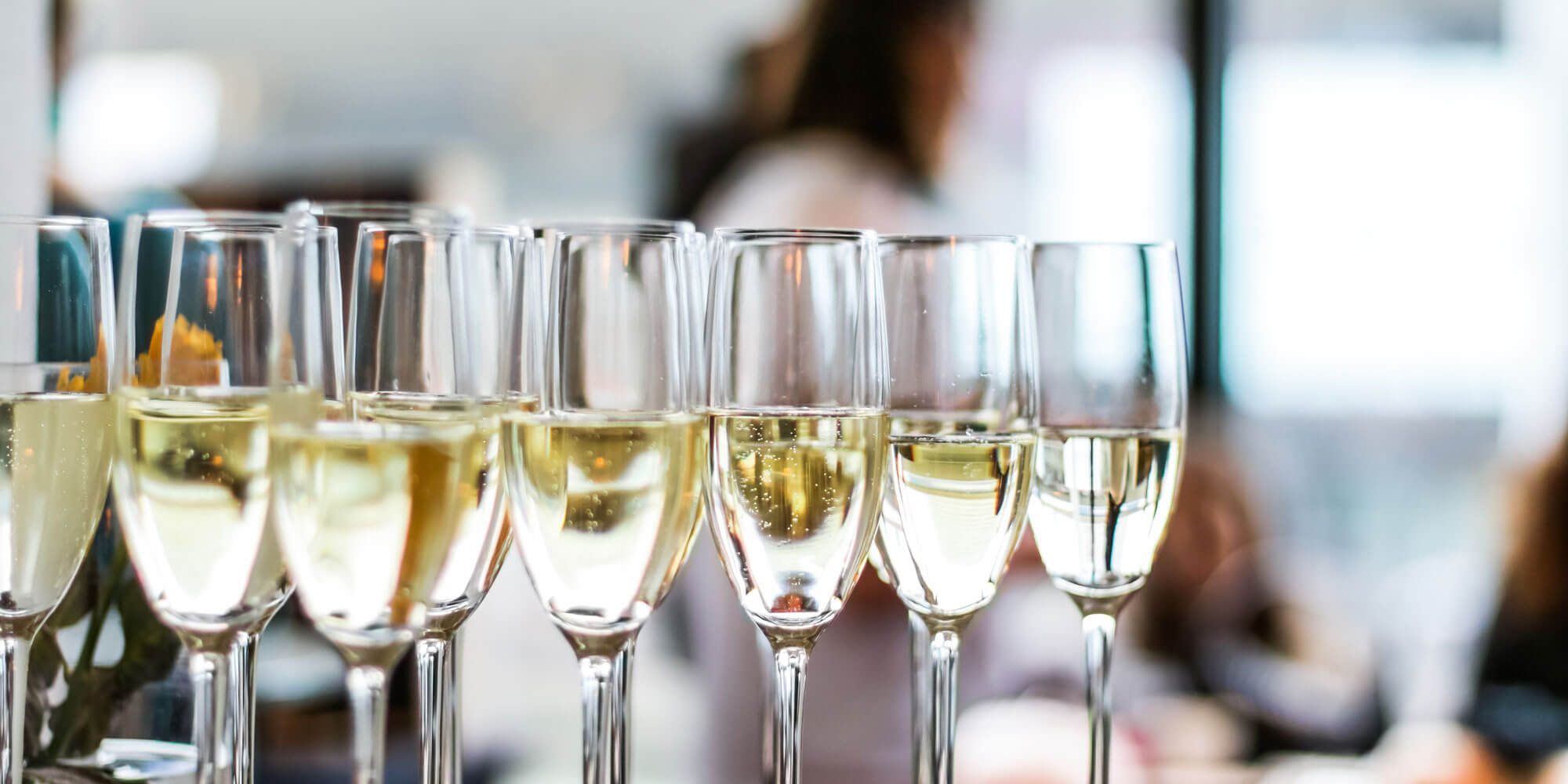 Glasses Of Champagne And Sparkling Wine Served On A Tray At Char